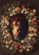 Jacob Jordaens Madonna and  Child Wreathed wih Flowers oil on canvas